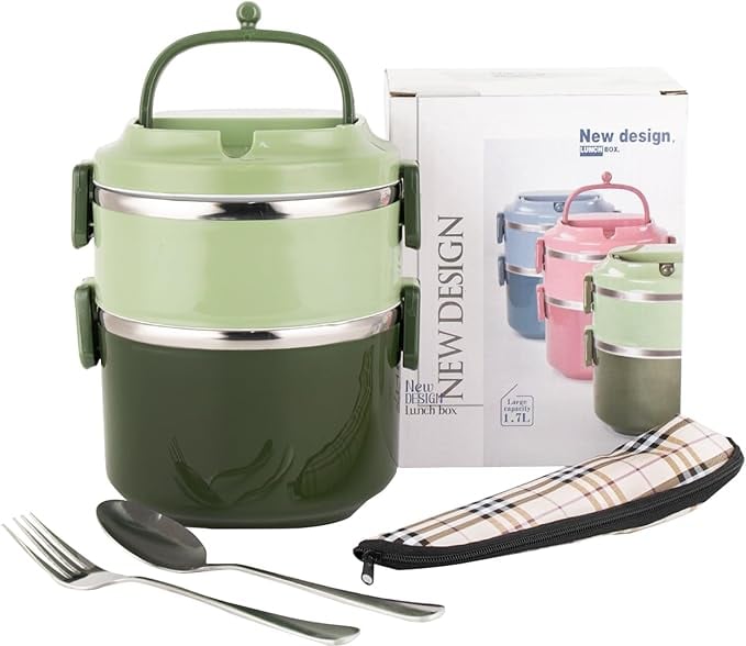 🍱 Caserolă Termică Dublă din Inox – Mâncarea ta caldă oriunde, oricând!